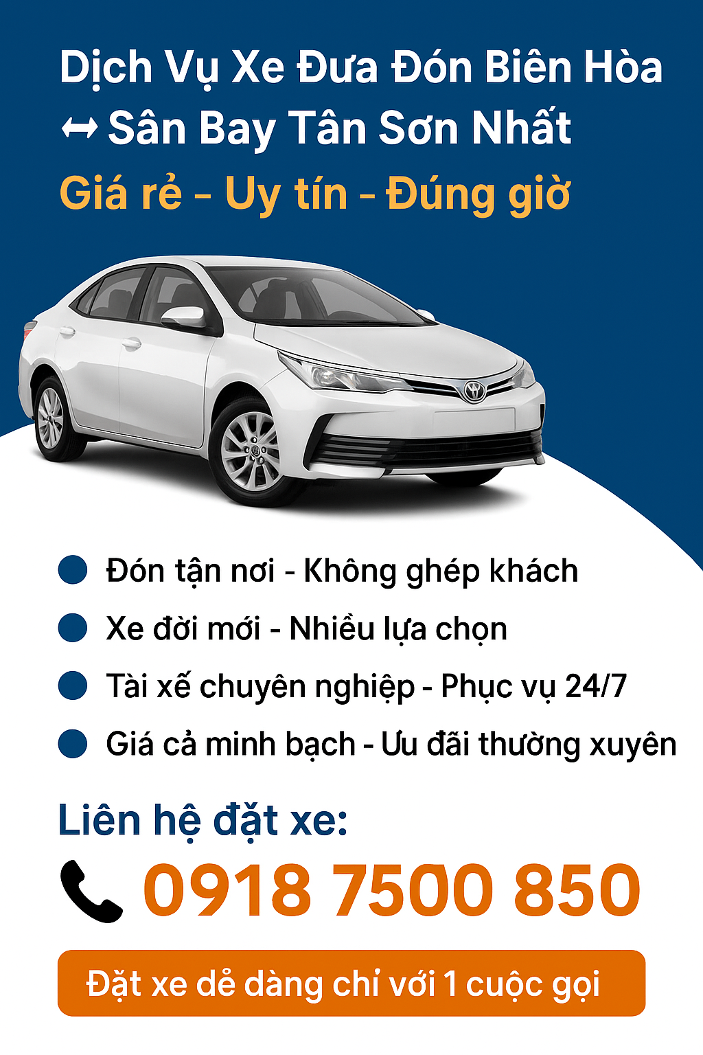 Xe đưa đón Biên Hòa đi sân bay Tân Sơn Nhất